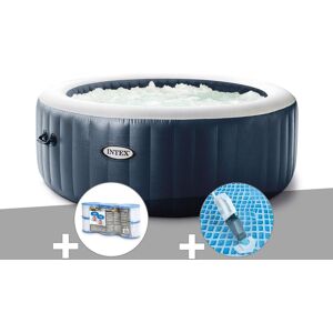 Kit spa gonflable Intex PureSpa Blue Navy rond Bulles 4 places + 6 filtres + Aspirateur - Publicité