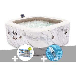 Kit spa gonflable Intex PureSpa Calacatta carré Bulles 4 places + 6 filtres + Aspirateur - Publicité