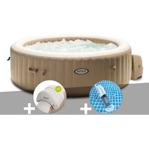 Kit spa gonflable Intex PureSpa Sahara rond Bulles 4 places + 2 appuie-têtes + Aspirateur - Publicité