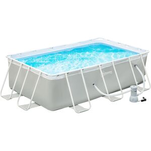 Outsunny Piscine tubulaire hors sol rectangulaire avec filtre, acier et PVC, dim. 340L x 215l x 80 cm, gris clair