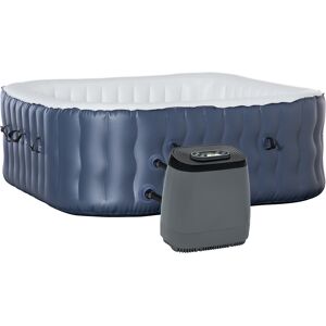 Outsunny Spa gonflable carré avec 108 jets d'air 4-6 personnes spa chauffé à 40°C avec filtre et pompe 180x180 cm, liner PVC bleu et blanc