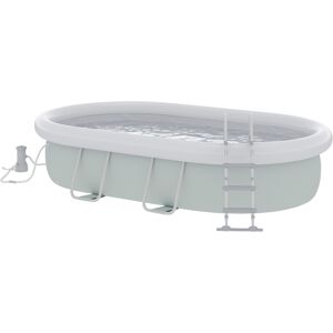 Outsunny Piscine rectangulaire hors sol avec structure en acier pompe de filtration échelle bâche 540 x 304 x 106 cm gris   Aosom France