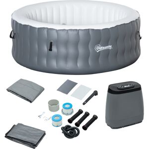 Outsunny Spa gonflable rond 108 buses d'air Hydro-massantes - 4 personnes avec bâche, 2 cartouches filtrantes - Liner PVC blanc bleu