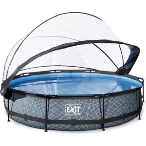 EXIT TOYS EXIT Piscine tubulaire ronde Stone dôme bâche et filtre 3,6x0,76 m gris