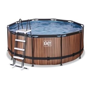 EXIT TOYS EXIT Piscine tubulaire ronde Wood pompe filtrante ø3,6x1,22 m, brun