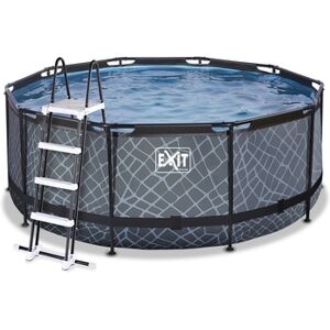 EXIT TOYS EXIT Piscine tubulaire ronde Stone filtre à sable ø3,6x1,22 m gris