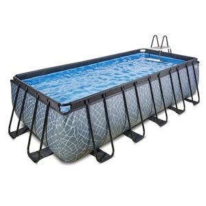 EXIT TOYS EXIT Piscine tubulaire rectangulaire Stone pompe à filtre 5,4x2,5x1,22 m, gris