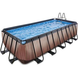 EXIT TOYS EXIT Piscine tubulaire Wood pompe filtre à sable 5,4x2,5x1,22 m, brun