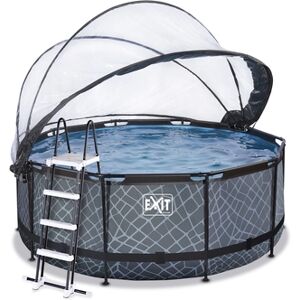 EXIT TOYS EXIT Piscine tubulaire ronde Stone bâche pompe filtre à sable, gris ø3,6x1,22 m