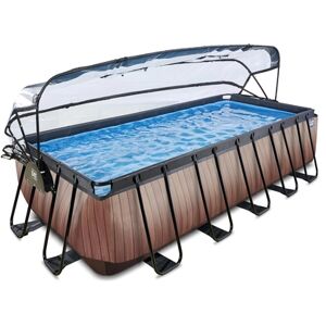 EXIT TOYS EXIT Piscine tubulaire Wood bâche pompe filtre à sable 5,4x2,5x1,22 m, brun