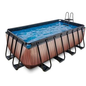 EXIT TOYS EXIT Piscine tubulaire Wood pompe à filtre 12V 4x2x1,22 m