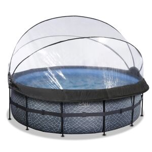 EXIT TOYS EXIT Piscine tubulaire ronde Stone pompe à filtre sable 12V dôme ø4,27x1,22 m