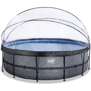 EXIT TOYS EXIT Piscine tubulaire ronde Stone pompe à filtre sable 12V dôme ø4,88x1,22 m