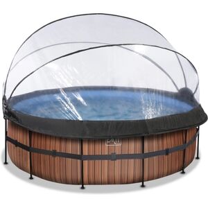 EXIT TOYS EXIT Piscine tubulaire ronde Wood pompe à filtre sable et chaleur 12V dôme...