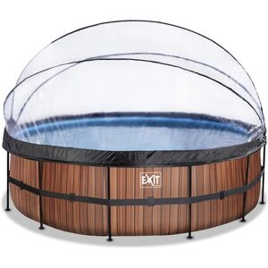 EXIT TOYS EXIT Piscine tubulaire ronde Wood pompe à filtre sable et chaleur 12V dôme...