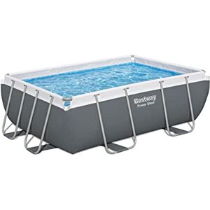 Bestway Power Steel Kit piscine à cadre rectangulaire, gris foncé, avec pompe de filtration, 282 x 196 x 84 cm - Publicité