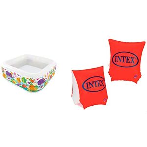 Intex Aquarium lacustre Piscine Hors Sol pour Enfants pataugeoire 159 x 159 x 50 cm pour 3 Ans et Plus & 58642EU Brassards De Natation 3-6Ans - Publicité