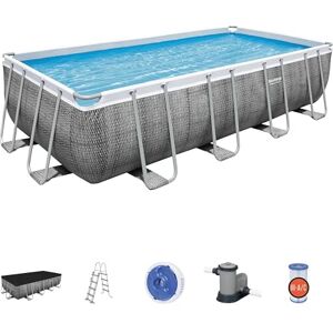 Bestway Piscine Power Steel™ rectangulaire 549 x 274 x 122 cm Motif rotin Gris - Publicité