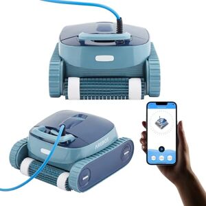 AREBOS Robot de Piscine Automatique   Runner de Piscine pour piscines jusqu'à Max. 100 m³   Aspirateur de Piscine pour Mur, Sol et Ligne d'eau avec contrôle par Application   3 Modes de Nettoyage - Publicité