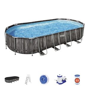 Bestway piscine hors sol ovale Power Steel™ décor bois 732 x 366 x 122 cm - Publicité