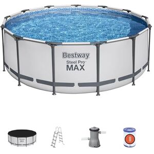 Bestway Piscine Hors Sol Steel Pro Max™, 396 x 122 cm, système FrameLink™, échelle, bâche, Pompe et Cartouche de Filtration - Publicité