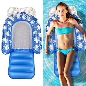 LncBoc Flotteur de Piscine Gonflable, Hamac Flottant, Flotteur Gonflable Piscine Flottant de Inclinable Flotteur Hamac d'eau Multi-Usage Pliable Portable(Bleu) - Publicité