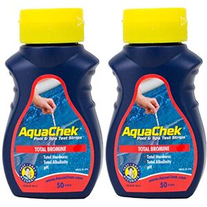 AquaChek Lot 4 en 1  Brome Bandelettes de test pour piscine et jacuzzi Spa Eau – 2 x 50 ct bouteilles (100 tests Total) - Publicité