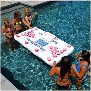 MU Gonflable Bière-Pong Piscine Party Barge Floating Beer Pong Table Potable, 6' Float, Flottant Pool Party Jeu Raft And Lounge - Publicité