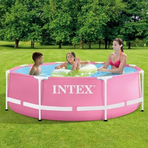 Intex 244x76 Cm Round Steel Frame Above Ground Pool Rose 2843 Liters - Publicité