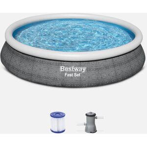 Bestway Piscine gonflable hors sol - Onega - grise. ronde Ø457x84cm avec filtre a cartouche et kit de reparation liner inclus - Gris