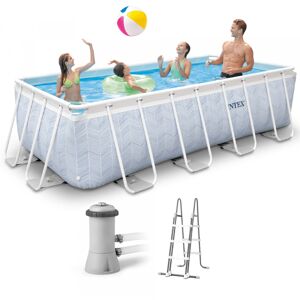 Intex Piscine hors-sol Intex Prisma Frame Chevron 26780NP + Épurateur à cartouche et Échelle