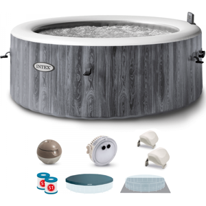 Intex Piscine hydromassage spa Intex Ronde Greywood Deluxe 28442EX