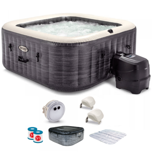 Piscine hydromassage spa Intex Carrée Greystone Deluxe 28450EX - Publicité