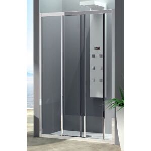 CSA Box Doccia Porte de Douche Coulissante 3 Portes Amelia F2S 75 - Argent satiné - transparent