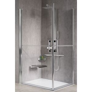 Novellini Boite de douche a ouverture de coin 2 portes a charnieres divisees en 2 moities