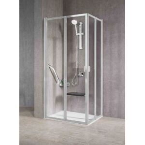 Novellini Cabine de douche dissimulee avec 2 cotes gratuits rabattables 2A 70x70 argent