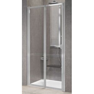 Novellini Porte de douche à rabat gratuit 2P 90 - transparent - blanc - Avec joint inférie