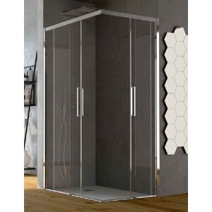 CSA Box Doccia Lia A.2FS 70x70 cabine de douche avec porte d'angle coulissante - satin - Nero o