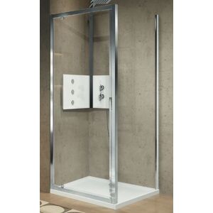 Novellini Porte de douche 1 porte Leaf Lunes 2.0 G 100 - Sérigraphie Lunes 2.0 - chrome