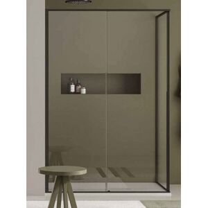 AGHA Run Cabine de Douche 100x50 Ouverture Coulissante - Argento Lucido - Sinistra