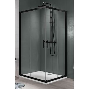 Novellini Zephyros 20 A 120x120 Shower Box Ouverture a angle coulissant Nero Opaco 