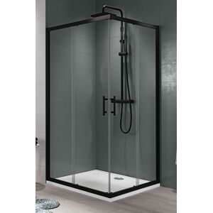 Novellini Zephyros 20 A 100x80 Shower Box Ouverture a angle coulissant Nero Opaco 
