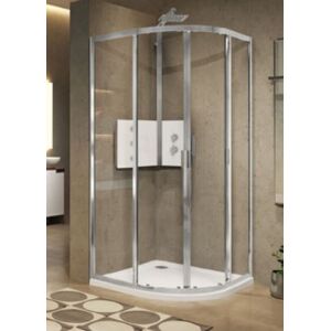 Novellini Cabine de douche Lunes 2.0 R en demi-cercle 100x100 - aqua - blanc