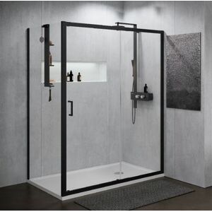 Novellini Zephyros 2.0 2P+F 130x70 Boîte Coulissante Porte De Douche - transparent - Noir