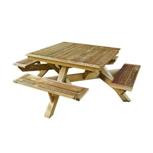 Table pique-nique carrée en bois PREMIUM - Longueur 2,16m - Mobilier bois piscine et jardin - Publicité