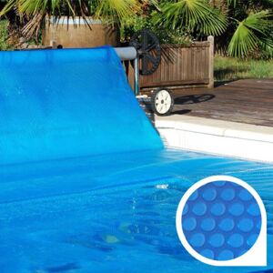 Bâche à bulles Eco+ 12 x 6 m - 400 microns - Bordée 2 côtés- bleu - Bâche piscine - Publicité
