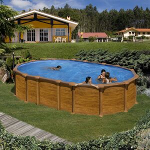 Gré Piscine acier Gré aspect bois Amazonia ovale Dimension - 7,30 x 3,75 x h1,32m