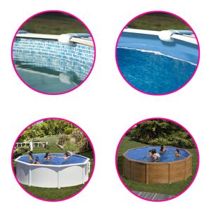 Gré Liner pour piscine acier Gre ronde Dimension - 5,50 x h1,32m, Coloris - Mosaique, Type d’accroche - Jonc d’accrochage