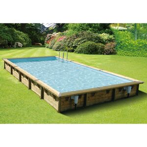 Piscine bois Linea 8,00 x 5,00 x h1,40m Coloris du liner - Bleu