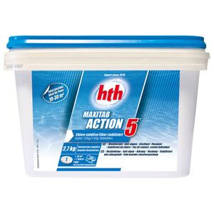 HTH Maxitab Action 5 - chlore multiactions special petites piscines Quantite - Seau de 2,7 kg